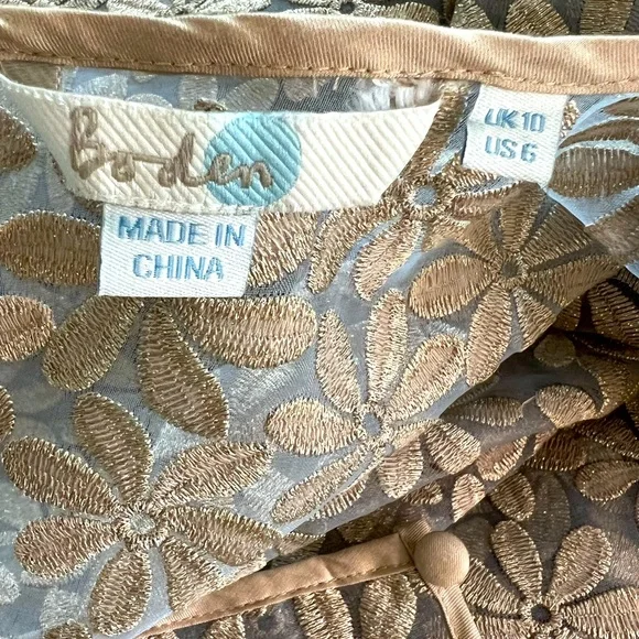 BODEN blouse with gold floral appliqués - Picture 5 of 6